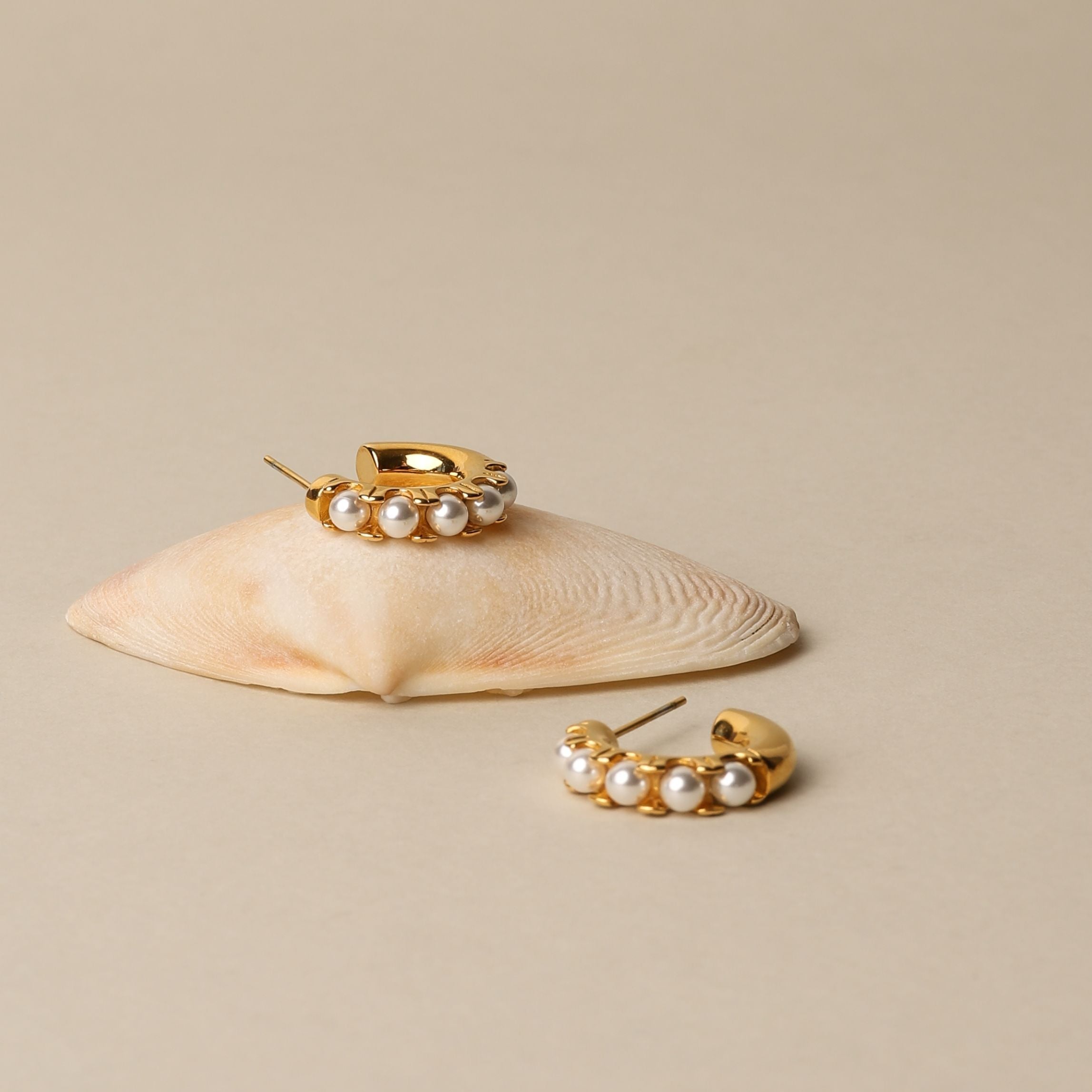 Mini Pearl Huggies Earrings - Image 11