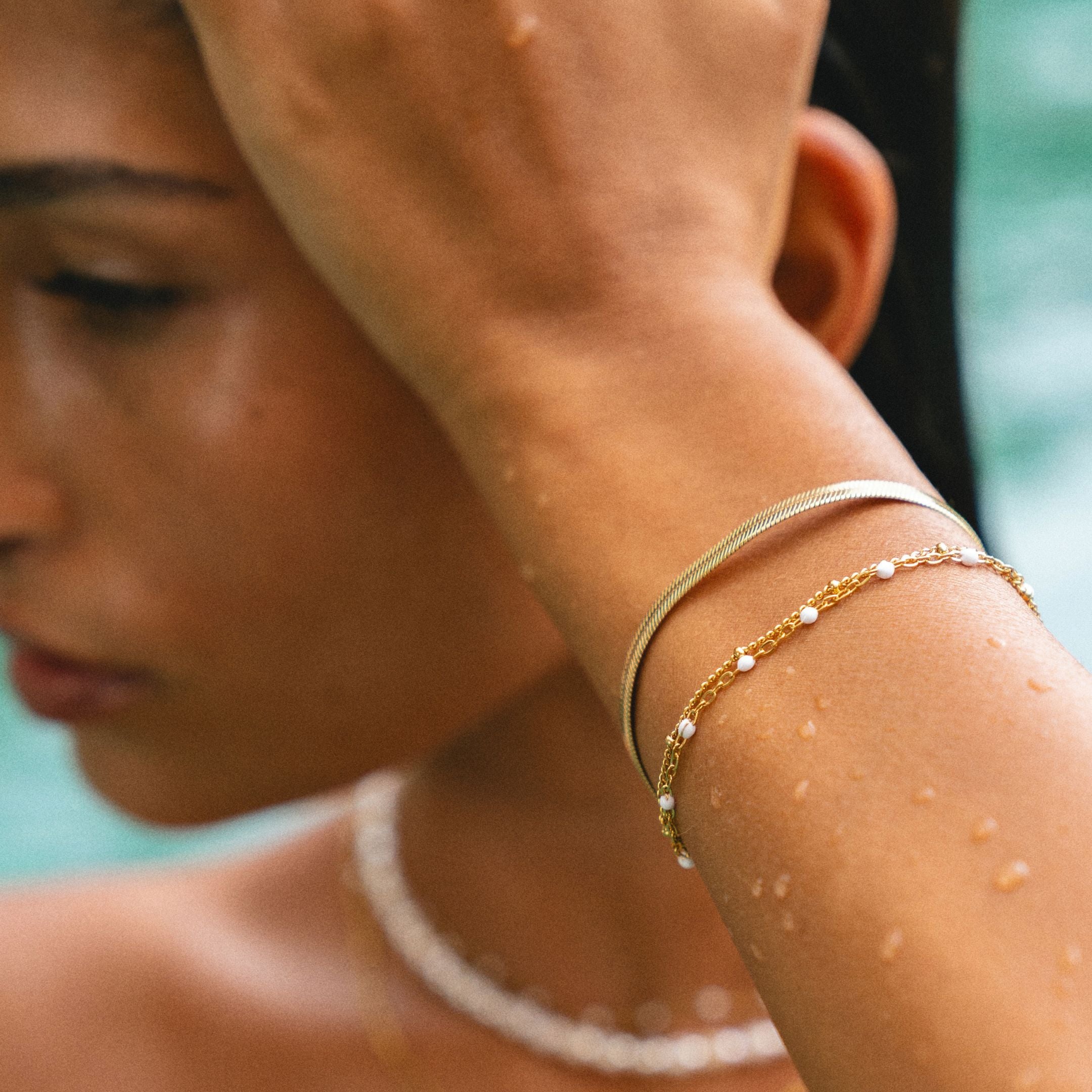 Double White Beaded Bracelet - Image 2