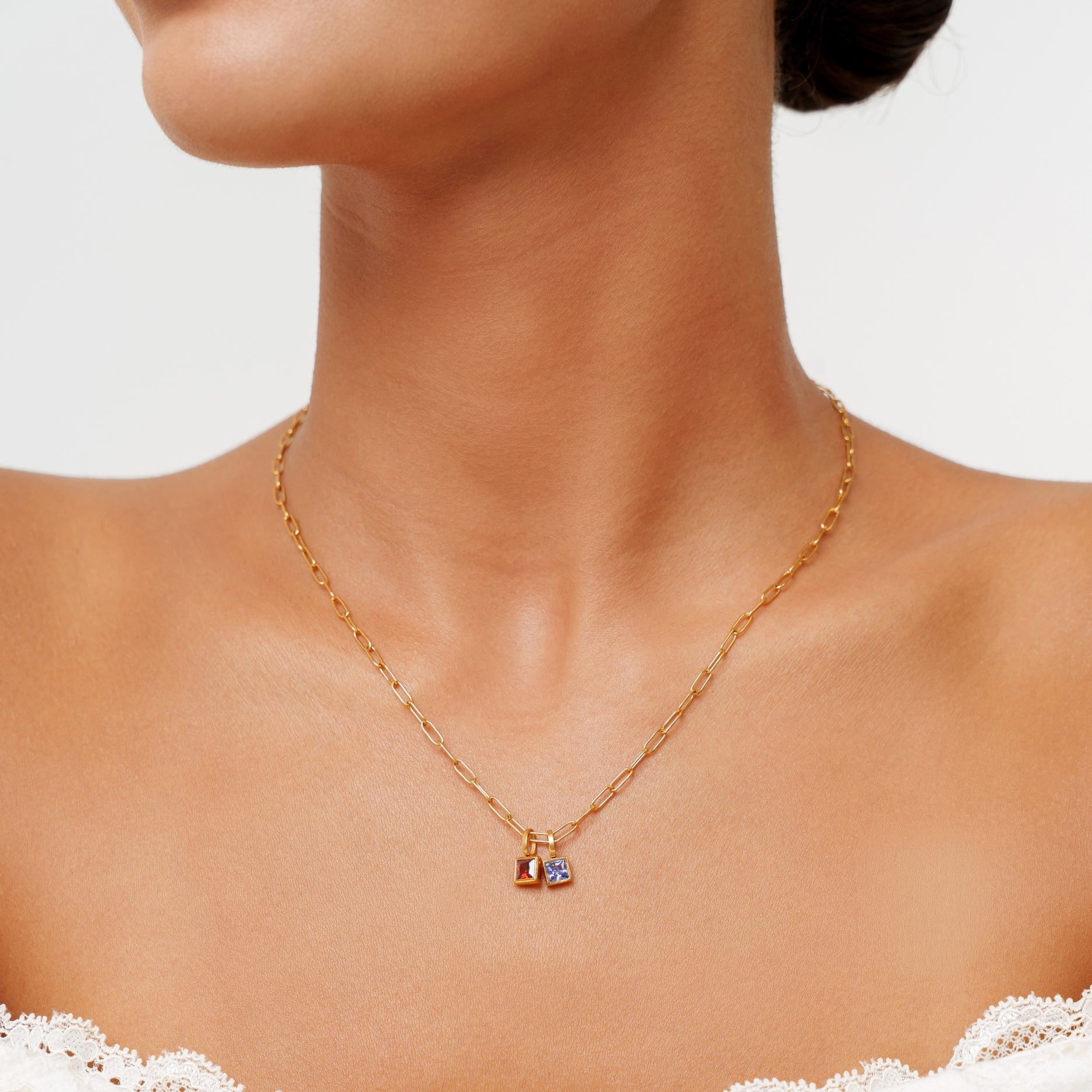 Paperclip Birthstone Necklace - Image 4