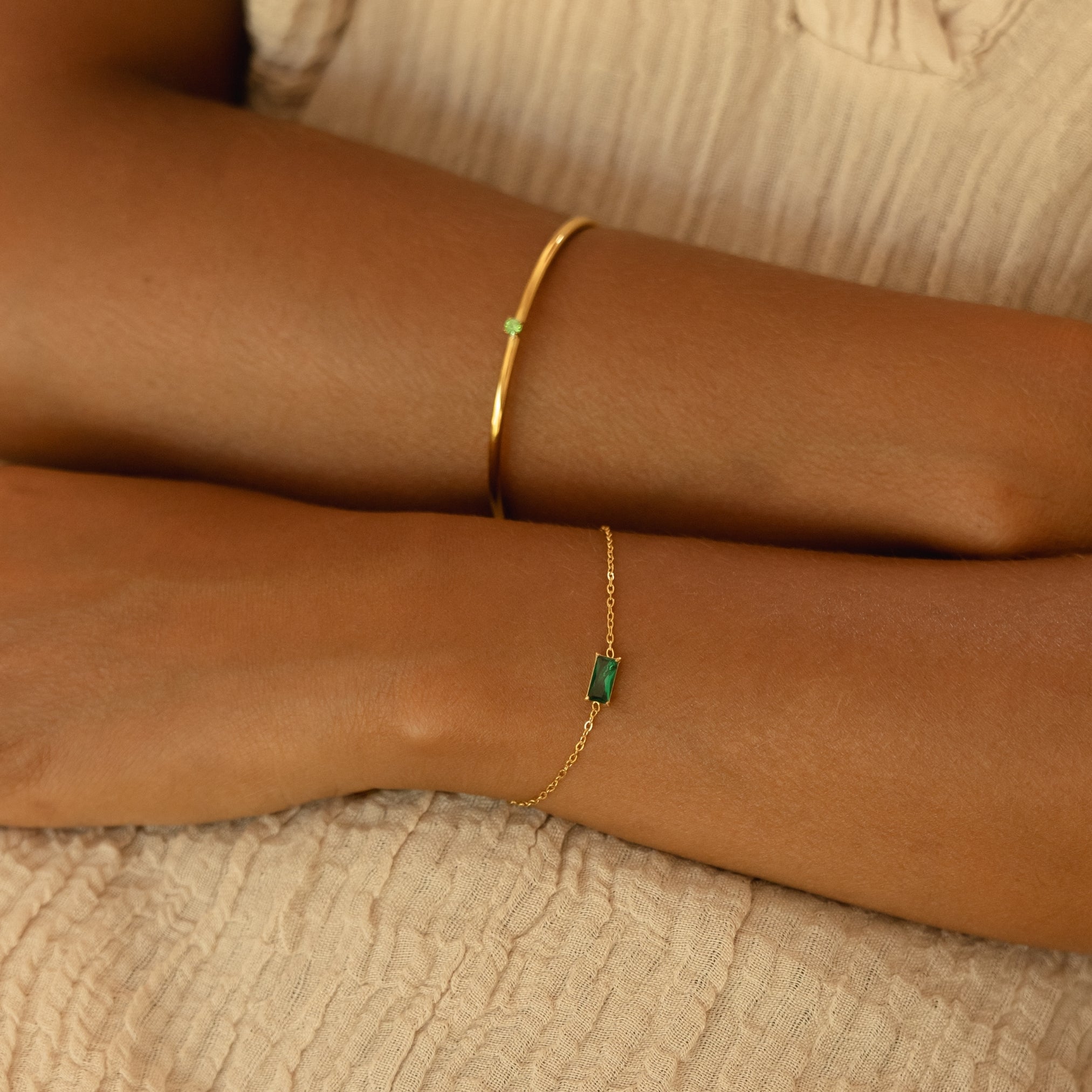 Thin Emerald Cuff - Image 5