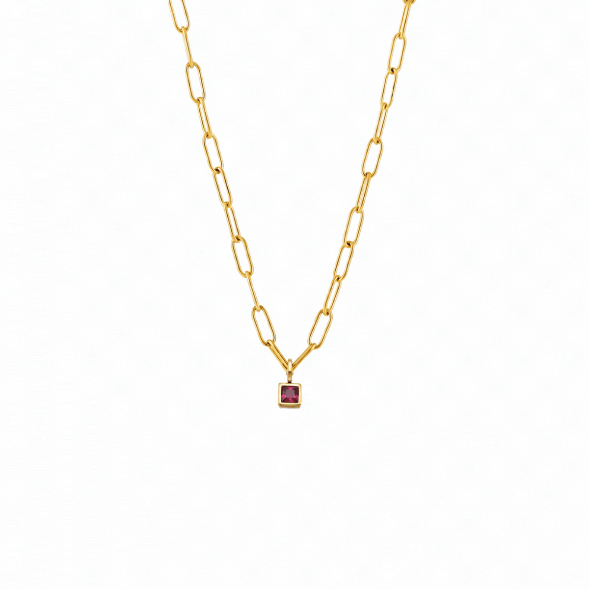 Paperclip Birthstone Necklace - Image 2