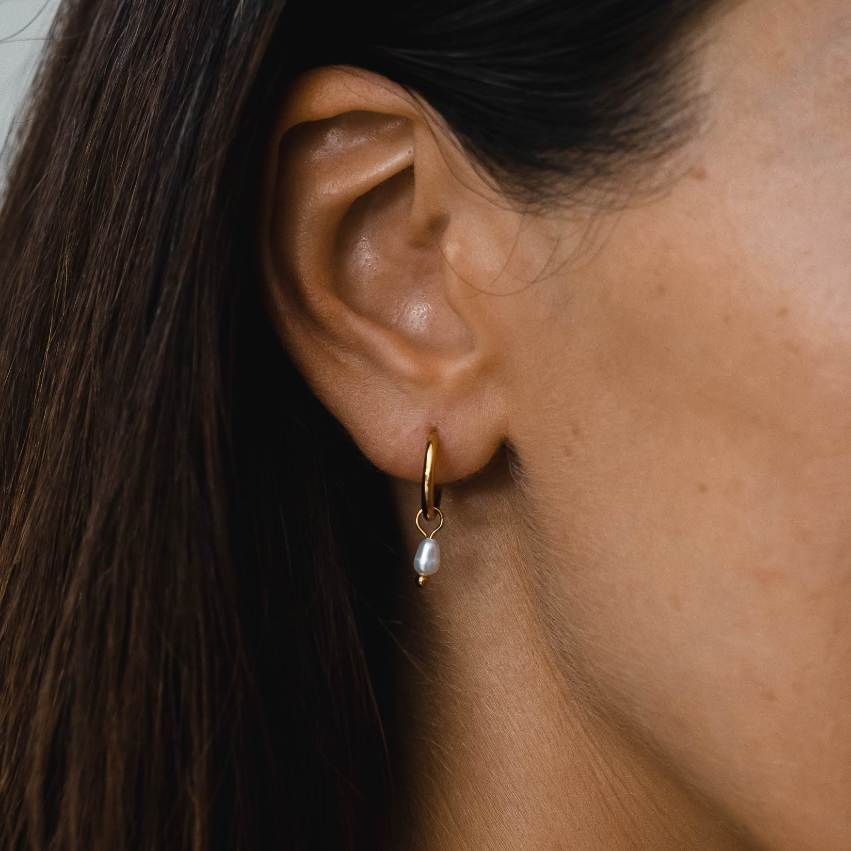 Pearl Huggie Hoops - Image 2
