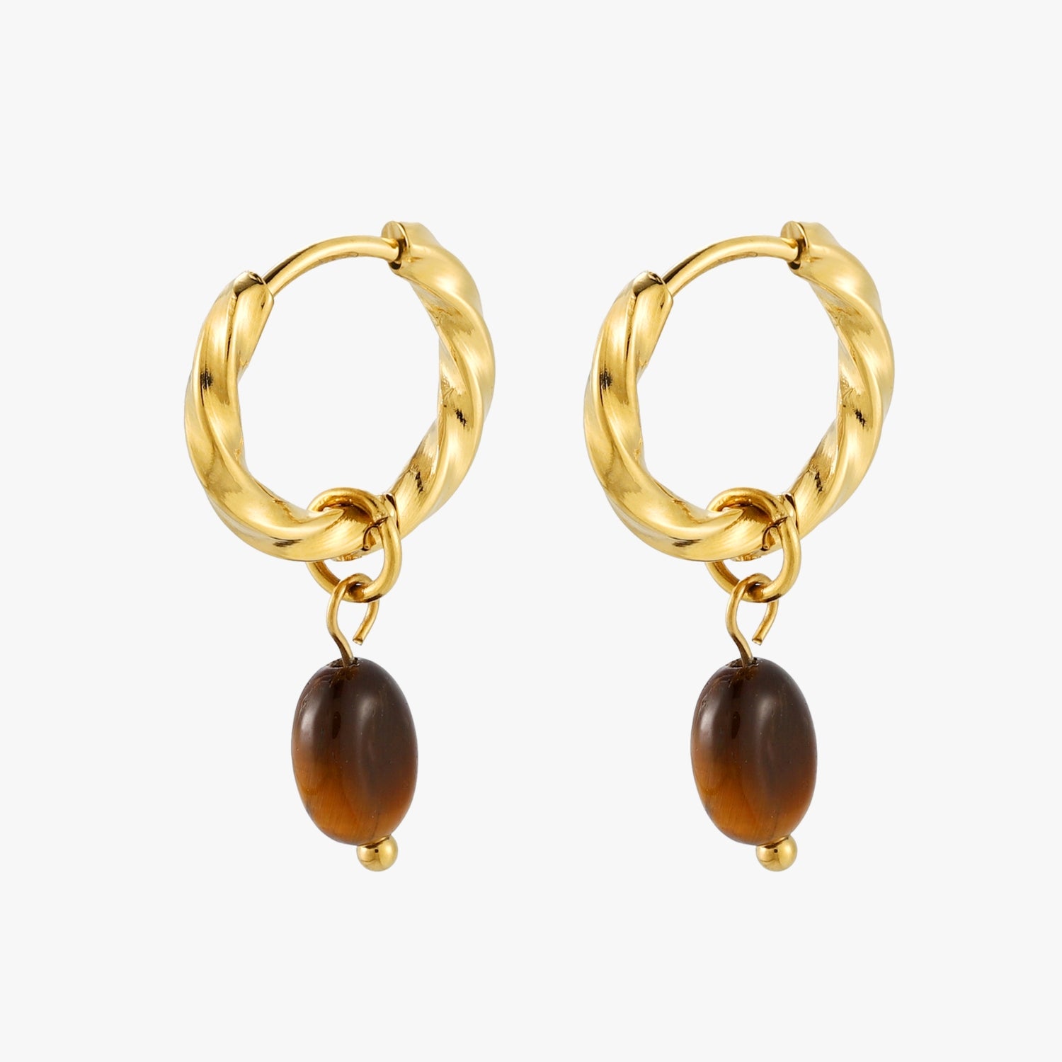 Tiger Eye Hoops Earrings - Image 2
